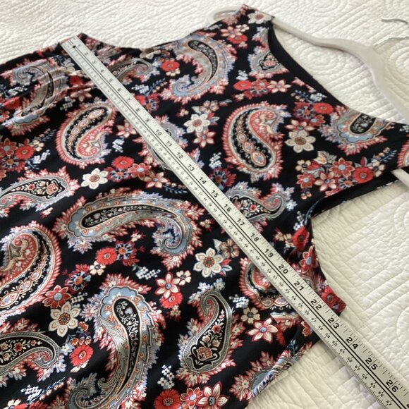 J.Jill Womens XL Sleeveless Black & Red Paisley Pattern Top 100% Rayon - Picture 9 of 11